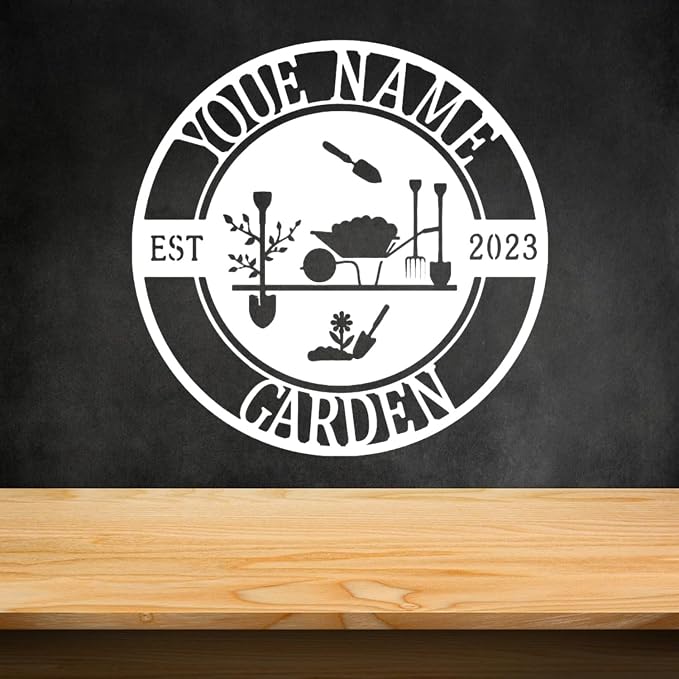 CFC012 Garden metal art logo, personalized metal logo, large shed garden logo, customized mural art, for garden outdoor decoration, personalized outdoor plaque