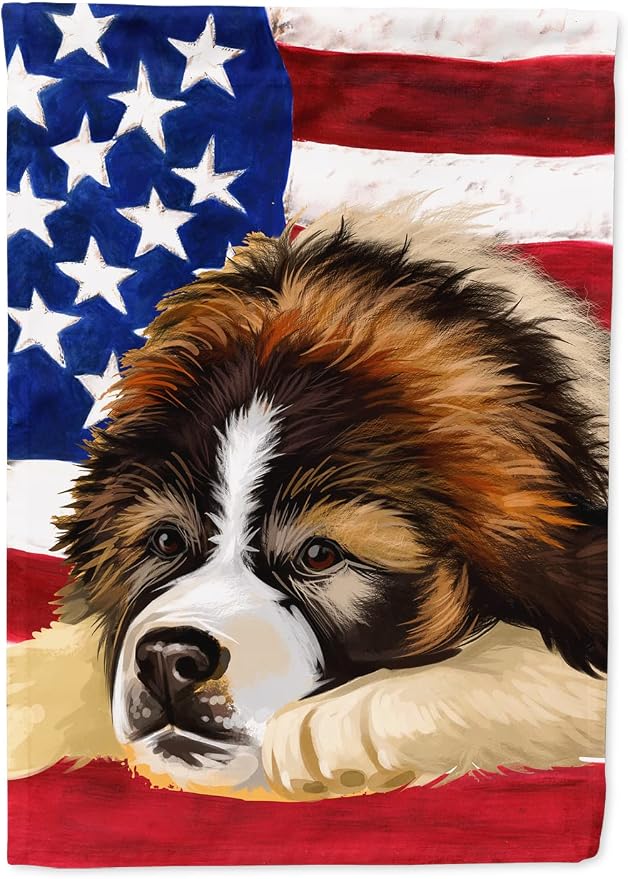 Caroline's Treasures CK6465GF Bucovina Shepherd Dog American Flag Garden Flag Mailbox Flag Decorative Yard Flag Banner Outside Patio Artwork Yard Flower Beds, Garden Size, Multicolor