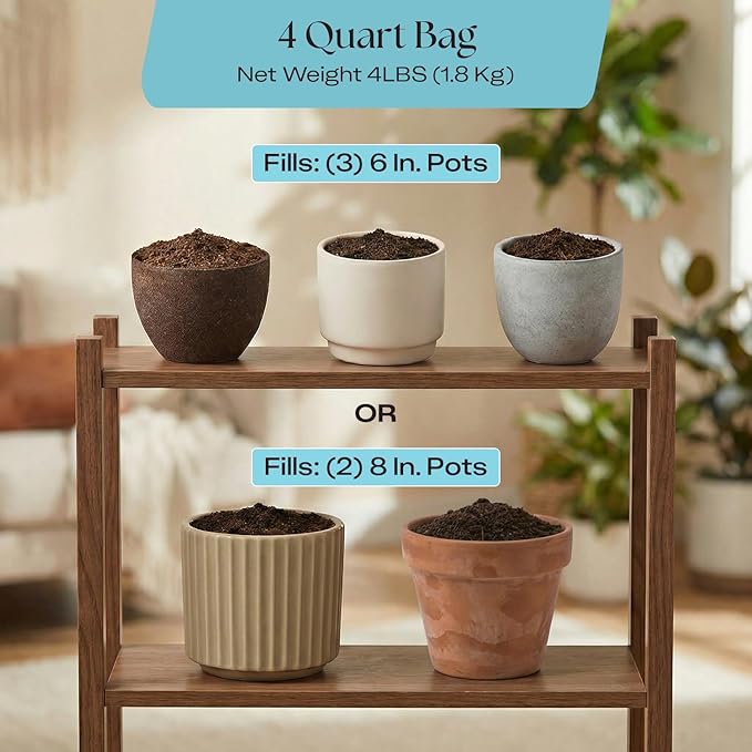 Rosy Soil Houseplant Potting Soil, Organic Indoor Potting Mix, 4 Quarts | Biochar and Worm Castings, For Monstera, Pothos, Tropical Indoor Plants, Peat Free