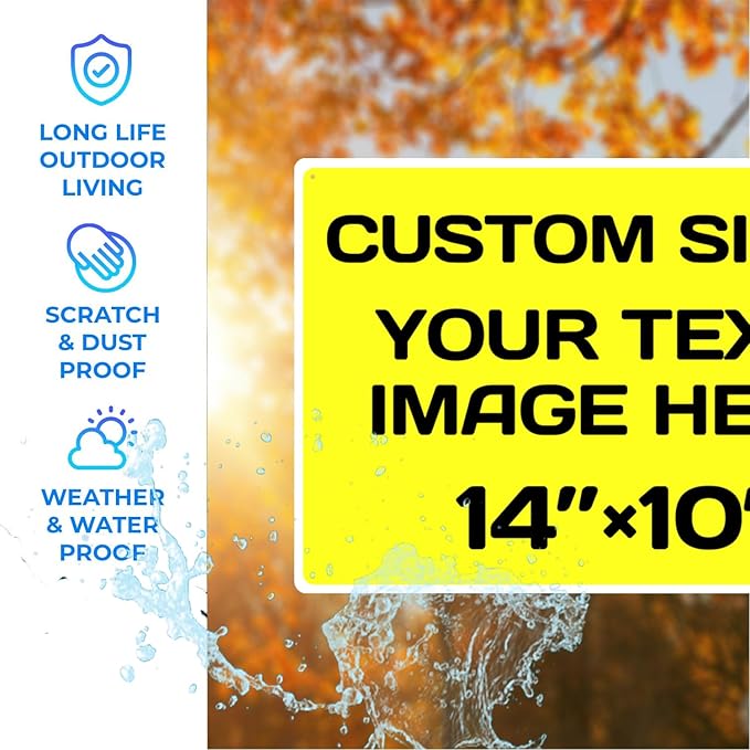 Personalized signs,Aluminum Weatherproof Metal Sign Multiple Sizes Custom Personalized Text And picture Here,hazard sign,garden sign,custom door sign,Customised business signs Yellow 14×10