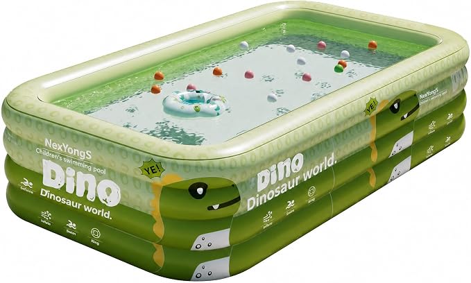 NexYongS Extra Large 4 Layers Inflatable Swimming Pool, Thickened Heavy Duty PVC Blow Up Pool, Outdoor Backyard Summer Water Play Party Green Dinosaur