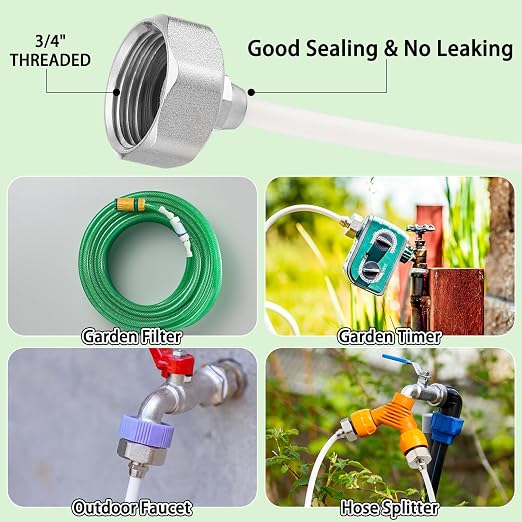 Glooglitter 59 ft Misters for Outside Patio Misting Cooling System 16 Brass Mist Nozzles 16 Brass Adapter(3/4") 20 Badge Clips 20 Cable Clips for Garden Greenhouse Fan Deck Pasture Pool BBQ Party