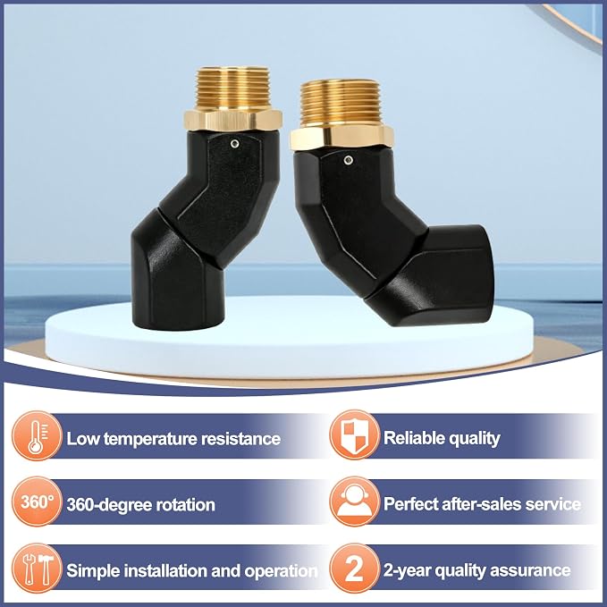 (1" NPT, 2PCS) Black Fuel Hose Swivel 360 Rotating Connector for Fuel Transfer Pump Fuel Nozzle Multi Plane Fuel Plane Swivel