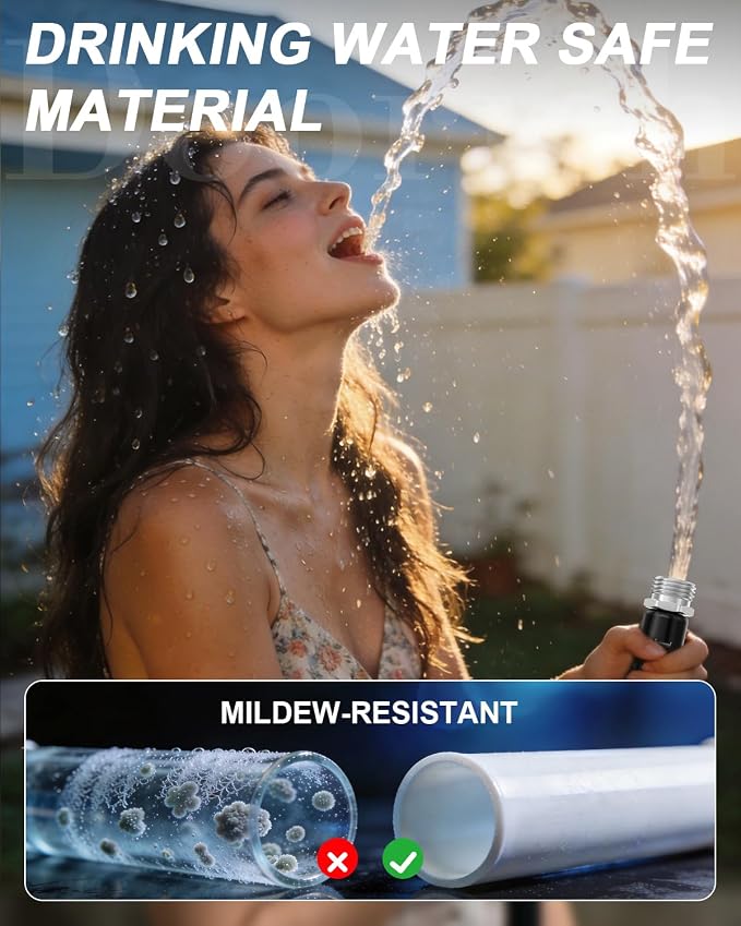 Garden Hose, Lightweight, Ultra Flexible, Durable, Kink-Free Water Hose - Made of TPU, Drinking Water Safe Material, Non-Shrinking, Easy to Store, All-Weather, Black (25 FT)