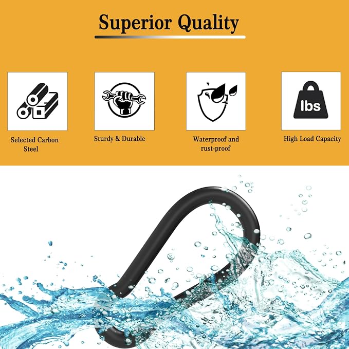 Heavy-Duty Carabiner Clip 1.57"–5.5", Black/Silver Spring Snap Hook, Quick Link Keychain Clip for Keys, Swing Set, Camping, Fishing, Hiking & Traveling (120–1350 lbs)