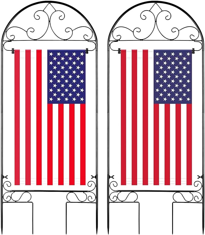 Liitrton 2 Pack Garden Flag Holder Stand | Yard Flag Holder Fits Max 14" x 25" Flags | Metal Garden Flagpole Stake for Outside, Seasonal Yard Lawn Holiday Decor Flag Stand (No Flag Included) (Black)