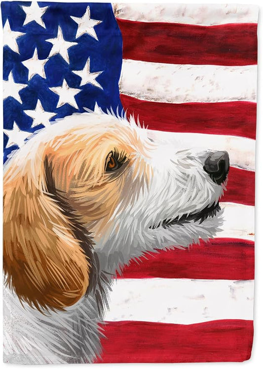 Caroline's Treasures CK6574CHF Istrian Coarse-haired Hound American Flag House Flag Large Porch Sleeve Pole Decorative Outside Yard Banner Artwork Wall Hanging, Polyester, House Size, Multicolor