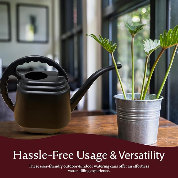 KP KOOL PRODUCTS One Gallon Black Watering Can – Durable Plastic Indoor & Outdoor Plant Waterer – Lightweight Garden Tool with Easy Pour Spout – Perfect for Flowers, Herbs, and Houseplants – 1 Pack