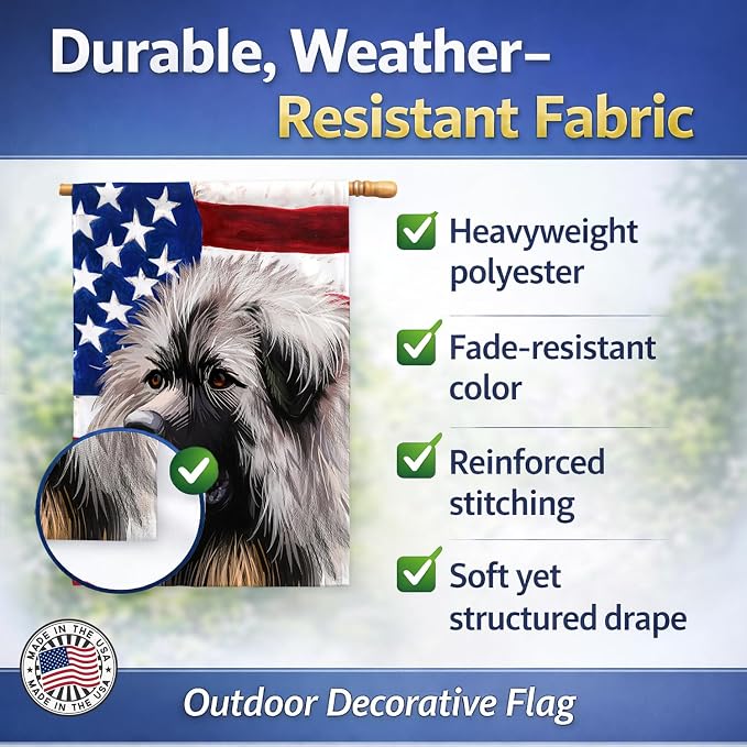 Caroline's Treasures CK6689CHF Sarplaninac Dog American Flag House Flag Large Porch Sleeve Pole Decorative Outside Yard Banner Artwork Wall Hanging, Polyester, House Size, Multicolor