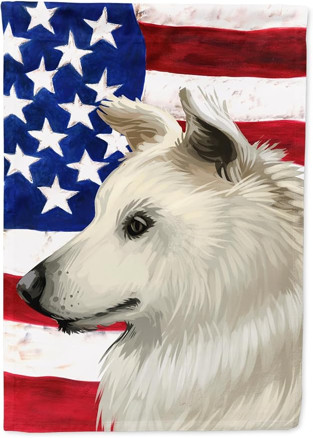 Caroline's Treasures CK6496GF Cretan Hound Dog American Flag Garden Flag Mailbox Flag Decorative Yard Flag Banner Outside Patio Artwork Yard Flower Beds, Garden Size, Multicolor