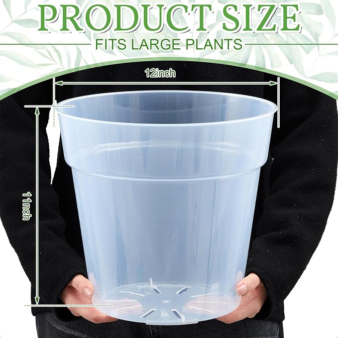 Vesici 6 Pcs 12 Inch Large Thickened Clear Nursery Pots Variety Pack Plant Pots with Drainage Holes Planters for Indoor Plants Flexible Transparent Plastic Plant Bottle Succulents