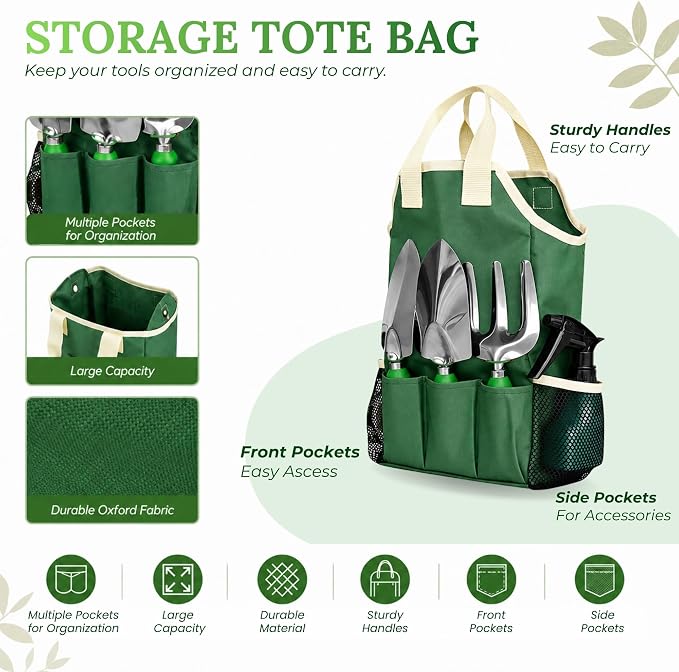 GardenHOME 11-Piece Gardening Tool Set – Garden Kit with Tote Bag, Apron & Accessories, Perfect Gardening Gifts for Women, Moms, and Beginners