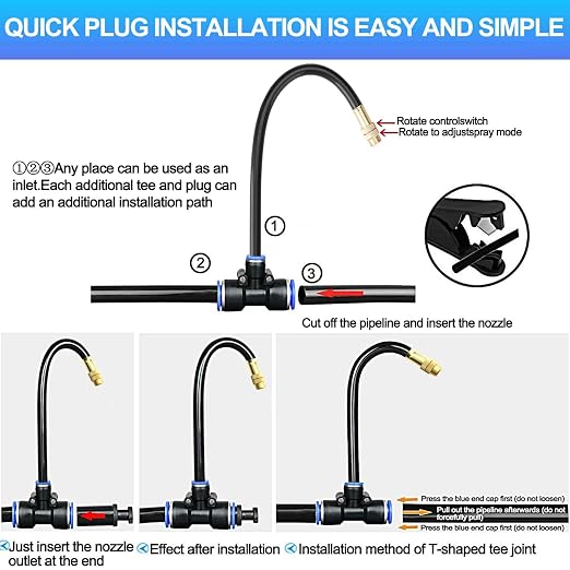 Drip Irrigation Kit Automatic Watering System for Potted Plants, 360 Degree Adjustable Copper Micro Sprinklers, Quick Connect Tubing Fittings for Garden, Lawn, Patio, Balcony (82 FT)