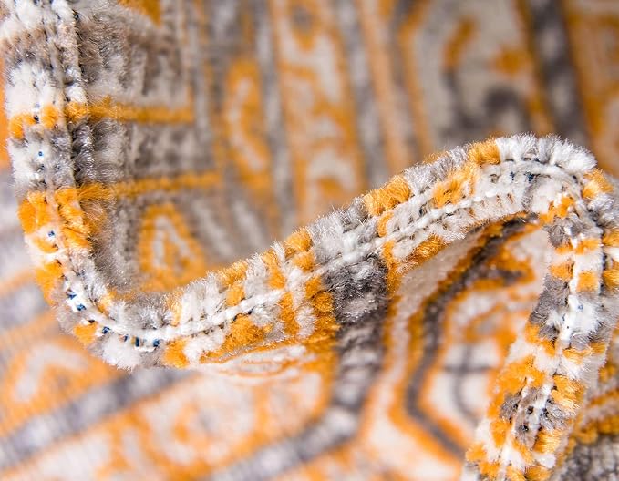 Unique Loom Williamsburg Collection Traditional Border with Dotted Center Area Rug, Runner 2' 9" x 9' 10", Orange/Beige