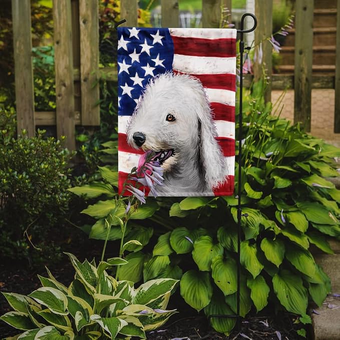 Caroline's Treasures CK6425GF Bedlington Terrier American Flag Garden Flag Mailbox Flag Decorative Yard Flag Banner Outside Patio Artwork Yard Flower Beds, Garden Size, Multicolor