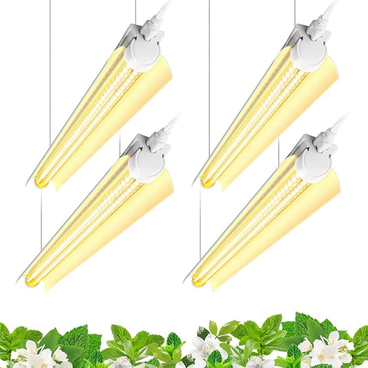 Barrina Grow Light Bulb, 96W(4 x 24W), Full Spectrum 2FT LED Grow Light, V-Shape T8 LED Grow Light Strips, Plant Lights for Indoor Plants, 4-Pack