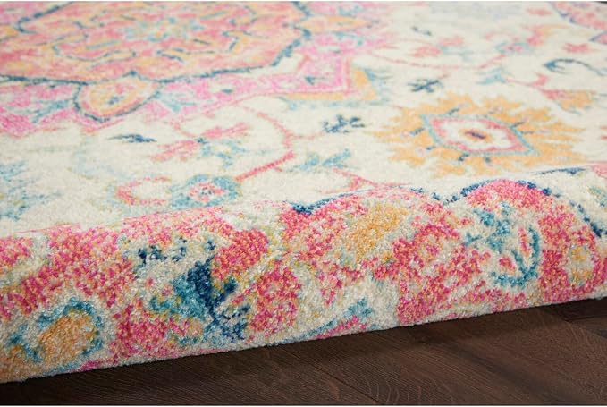 Nourison Home Passion Ivory Pink 3'9" x 5'9" Area Rug - Easy Clean, Non Shedding, Bed Room, Living Room, Dining Room, Kitchen (4' x 6')