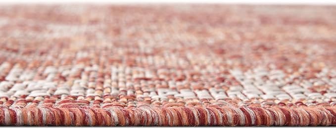 Unique Loom Outdoor Traditional Collection Area Rug - Valeria (7' 10" Octagon, Rust Red/ Ivory)