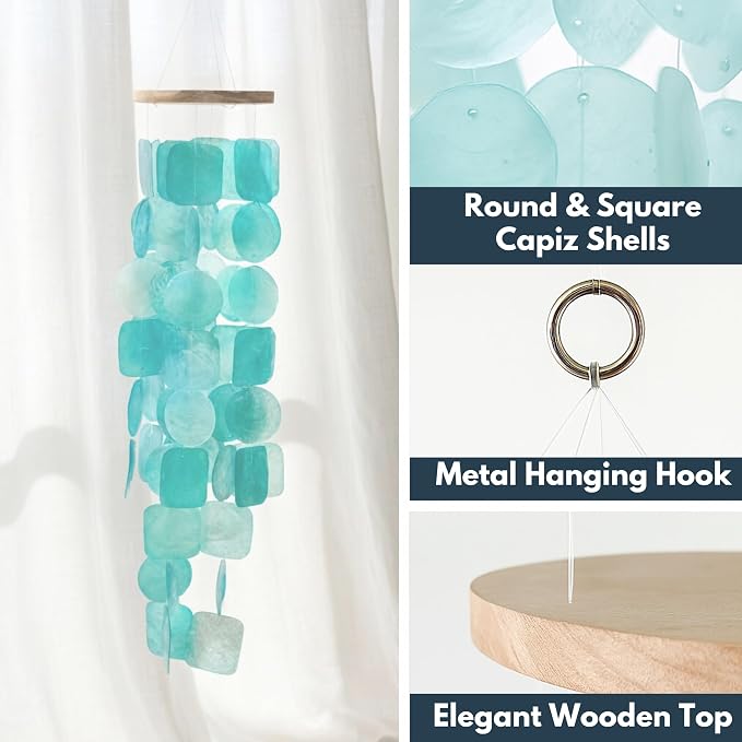 Solange & Frances Beach Decor, Outdoor Decor, Wind Chimes for Outside. Unique Yard Decorations Outdoor Windchimes, Birthday Gifts for Women, and Gift for Men