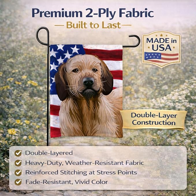 Caroline's Treasures CK6728GF Styrian Coarse-haired Hound American Flag Garden Flag Mailbox Flag Decorative Yard Flag Banner Outside Patio Artwork Yard Flower Beds, Garden Size, Multicolor