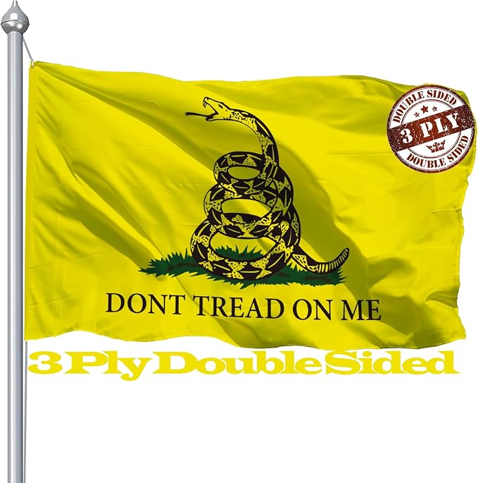 Don't Tread on Me Flag 3x5 Ft For Outside, Double Sided Dont Tread On Me Flags With Brass Grommets, 3 Ply USA American Gadsden Rattlesnake Banner Garden Flag Outdoor With UV Fade Proof
