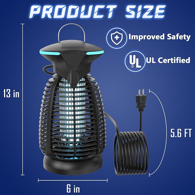 Bug Zapper Outdoor for Mosquito Flies - Waterproof Insect Killer Trap Lamp Electric 4200V Powerful Bug Zappers Indoor with LED Light for Patio Porch Garage Backyard & Home