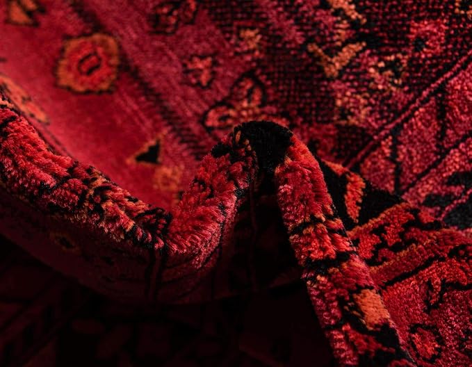 Unique Loom Tekke Collection Area Rug - Sheibani (9' x 12' Rectangle, Red/ Black)