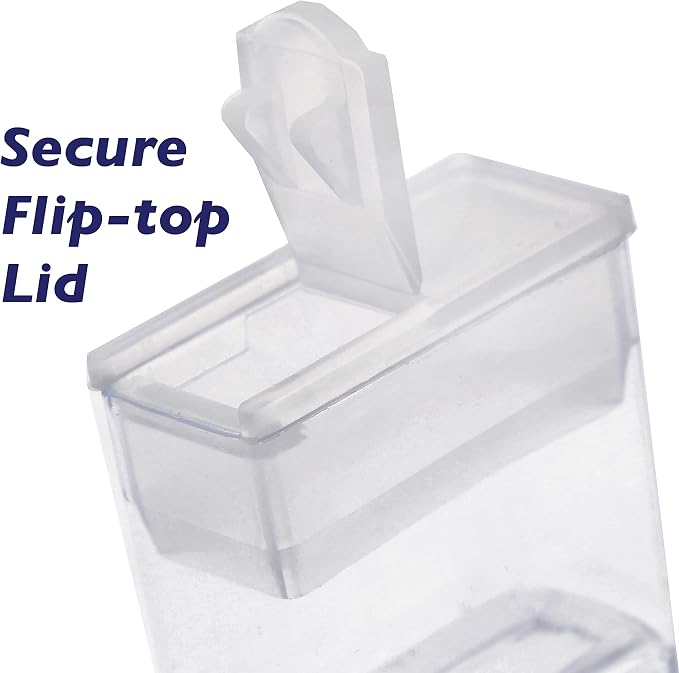 The Beadsmith Clear Plastic Boxes - Rectangle with a Flip Top Cap - 7/16” x 1” x 1” - Use for Beads, Bath Salts, Wedding & Party Favors, Home or Office Storage - Bag of 100