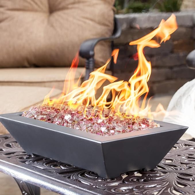 Onlyfire 10 lbs Fire Glass Rocks 1/4 Inch, Reflective Tempered Glass for Propane Fire Pit & Gas Fireplace, High Luster Firepit Glass Stones for Fire Table, Rose Gold (Multicolor Options Available)