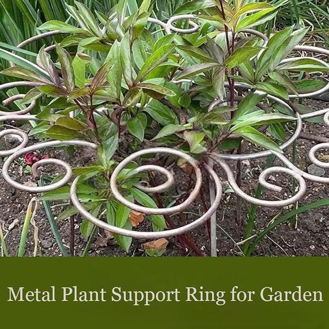 Metal Plant Support Ring for Garden,2026 New Peony Cages Stand,Decorative Grow Through Rings, Stackable Houseplant Stake, Dahlia Cage,Outdoor Orchid Clip Flower Support Frame