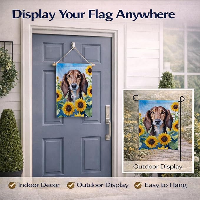 Caroline's Treasures DAC6152GF Saluki in Sunflowers Garden Flag Mailbox Flag Decorative Yard Flag Banner Outside Patio Artwork Yard Flower Beds, Garden Size, Multicolor