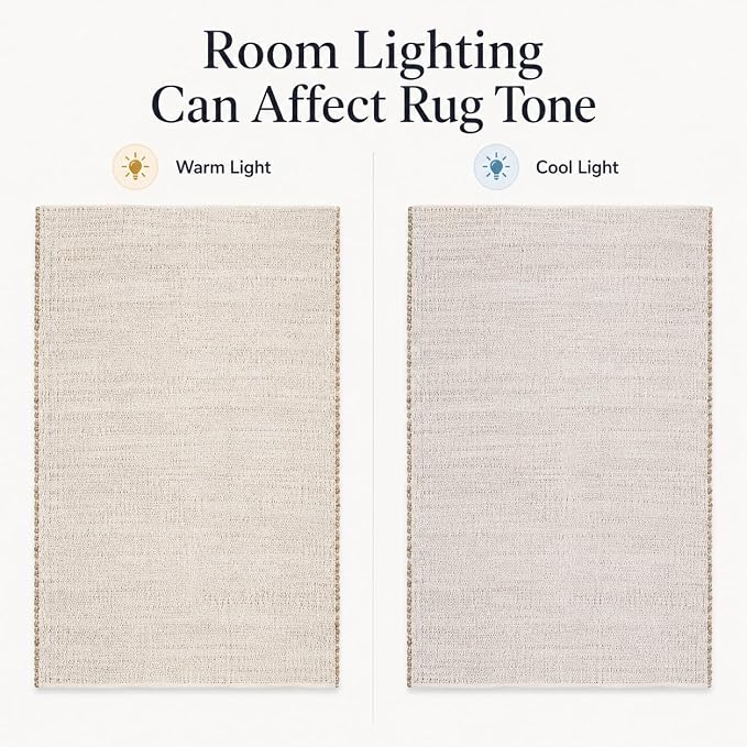 Jute Cotton Hand Woven Area Rug (10' x 13' Natural) | Farmhouse Area Rug for Living Room Bedroom Hallway Entryway Rustic Vintage Bohemian Décor