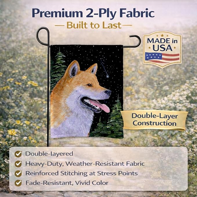 Caroline's Treasures SS8598GF Shiba Inu Garden Flag Mailbox Flag Decorative Yard Flag Banner Outside Patio Artwork Yard Flower Beds, Garden Size, Multicolor