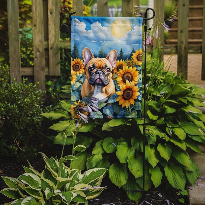 Caroline's Treasures DAC6080GF French Bulldog in Sunflowers Garden Flag Mailbox Flag Decorative Yard Flag Banner Outside Patio Artwork Yard Flower Beds, Garden Size, Multicolor