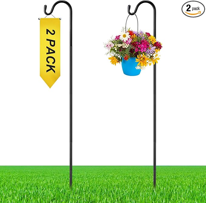 2 Pcs 55 Inch Shepherds Hook for Outdoor Adjustable Bird Feeder Pole Metal Steel Shepard Hooks for Hummingbird Stand Feeder Pole for Garden Plant, Lantern, Hanging Wedding Decor