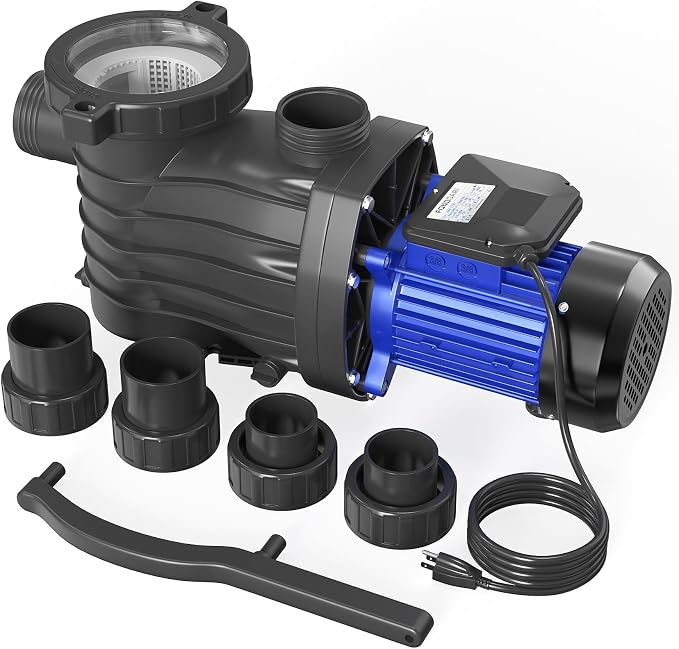 2HP In/Above Ground Pool Pump, 115V 5389GPH Powerful Self Priming | Pure Copper Motor, Energy Efficient, 1.5" and 2" Adapters, High Flow with Filter Basket, Single Speed