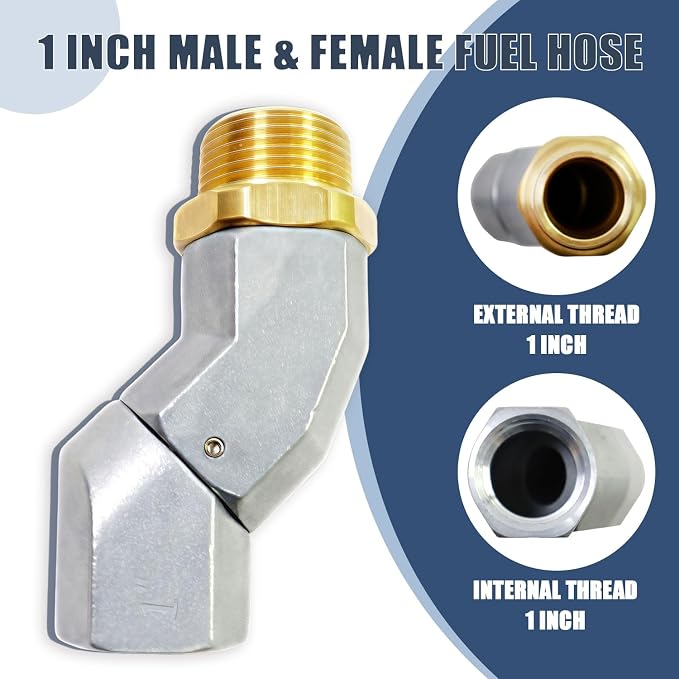 1" NPT 360 degree Fuel Transfer Hose Swivel Connector -Multi-Plane Fuel Nozzle Swivel for Fuel Transfer Pumps & Nozzles, Reduces Hose Kinking,Universal Fit for Fuel Handling Systems