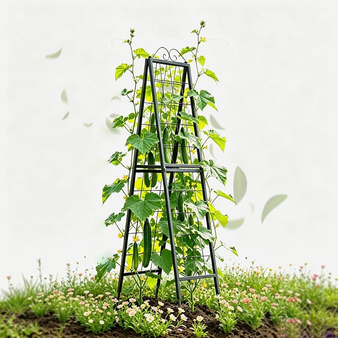 Zhongma Metal Garden Trellises Heavy Duty Plant Support Trellis(16"x 77"H A-Frame)