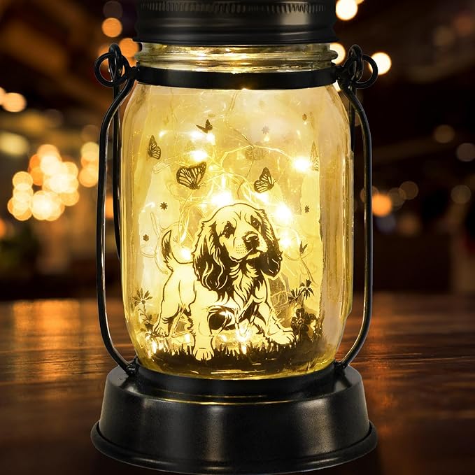 kyoryuger Cocker Spaniel Dog Gifts for Women/Men Cocker Spaniel Solar Lanterns Birthday Dog Lovers Lantern Pet Loss Dog Memorial Lights Solar Garden Decoration for Yard, Patio,Backyard,Porch Torches