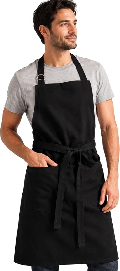 100% Cotton Kitchen Apron with 2 Pockets – Adjustable Chef Apron for Cooking Baking BBQ – Unisex Apron