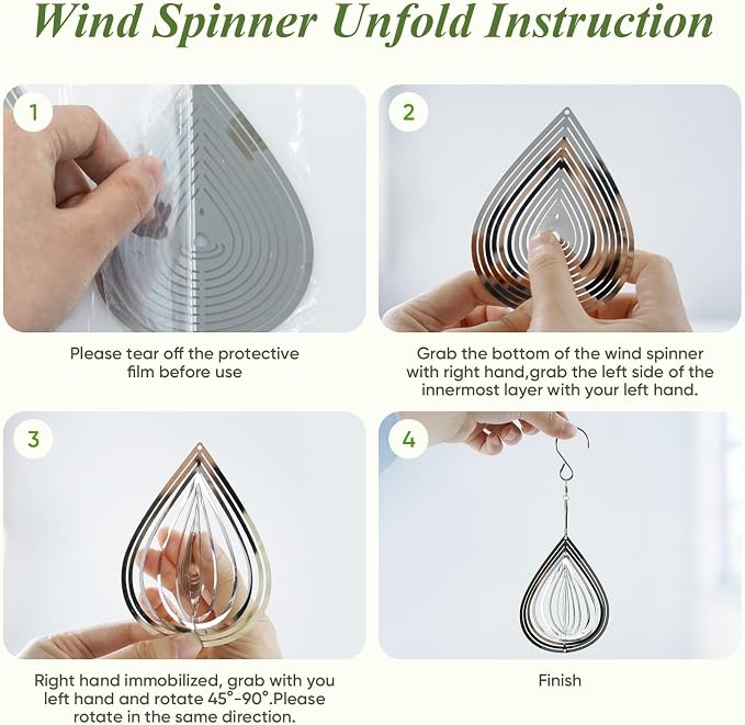 Stainless Steel Bird Deterrents for Outside, Reflective Wind Spinners | Reflective Stainless Steel Bird Scare Discs with 360° Swivel Hooks, 3D Hanging Bird Repellent for Garden, Patio, Balcony