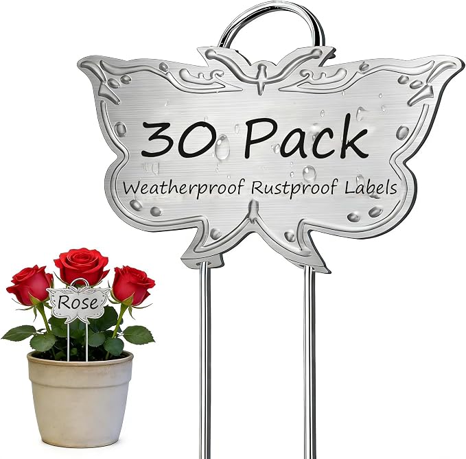 Metal Plant Labels 11in Tall 30 Pack Silver Outdoor Waterproof Garden Label Large Garden Seed Stake Tags for Flowers Fruits and Vegetables