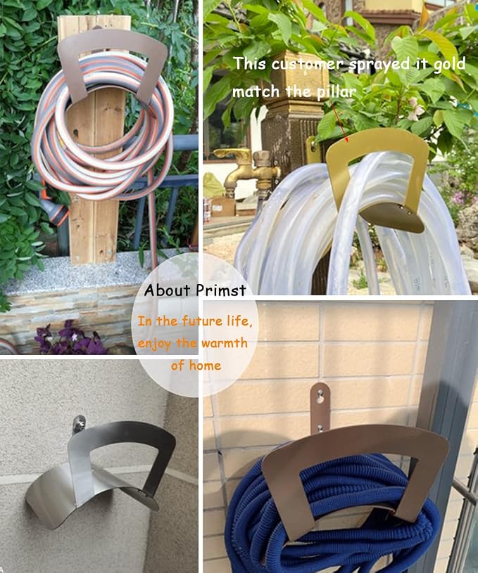 Primst Garden Hose Holder Wall Mount Hanger - Heavy Duty Metal Bracket for Water Hose Storage & Organization