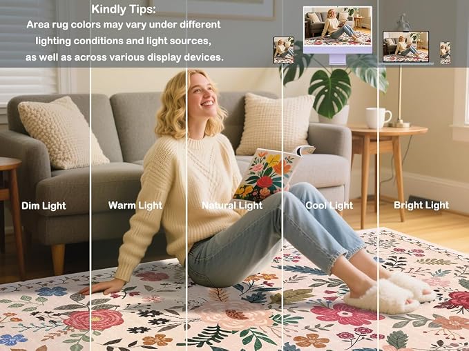 Washable Beige Red 2'6" x 8' Runners for Hallways, Non Slip Long Floor Runner for Kitchen, Entryway Indoor, Stain Resistant Rubber Backing Floral Décor Rug