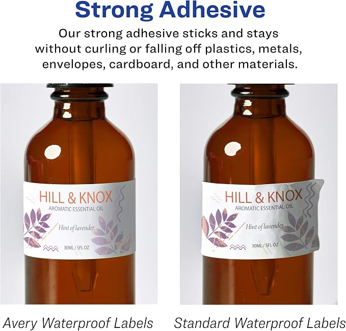 Avery Printable Durable White Rectangle Labels, Sure Feed Technology, 1" x 4", Waterproof Labels, Laser & Pigment-Based Inkjet Compatible, 200 Total, Great for Product Branding, Marketing, and More