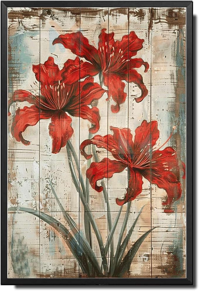 Metal Sign Tin Sign Vintage Wall Art Striking Lycoris Tin Sign for Rustic Wall Art Vintage Charm and Distressed Wood Surfaces Garden Tin Sign for Bar 6×8 Inches with Metal Frame