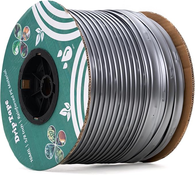 1000FT 5/8" Drip Tape Irrigation, 16 Mil Heavy Duty with 6" Emitter Spacing, Silver Reflective Drip Tape Resistant to Pecking & Biting, Heat-Safe for Seedlings, Ideal for Garden Farm Greenhouse Patio