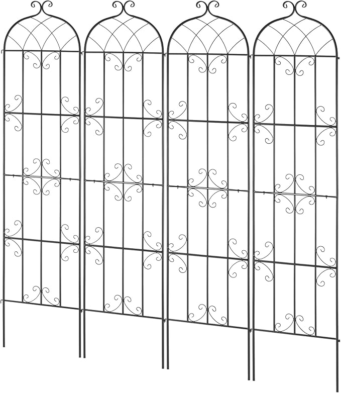 VEVOR Garden Trellis for Climbing Plants, 87 x 20 in, 4 Packs Rustproof Metal Garden Flower Rose Trellis, Outdoor Climbing Clematis Trellis Cucumbers Support for Courtyards Lawns