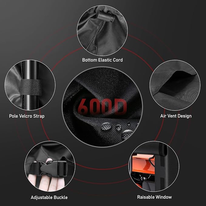 Zettum Generator Cover 24 Inch - 600D Outdoor Generator Covers Heavy Duty Waterproof, Small Equipment Cover Outside for DuroMax, Westinghouse, Champion, Predator, Honda Portable Generator 2000-5000W