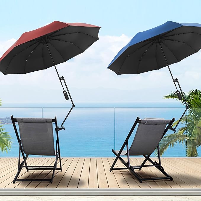 XLINGZA UPF 50+ Beach Umbrella with Adjustable Universal Clamp